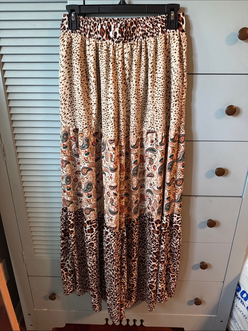 Umgee Cream, Brown & Teal Leopard Paisley Wide Leg Pants